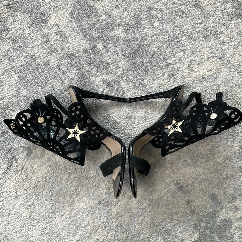 Nicholas Kirkwood Kaleidoscope Laser Cut Heels Star Accent Black Sz 37